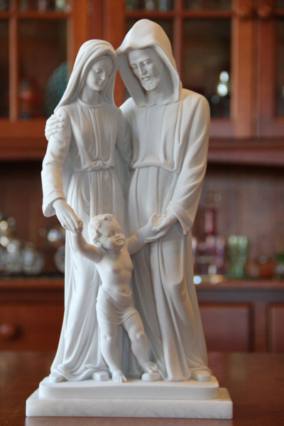 Sacred Holy Family Marble Sculpture Giannelli in Volterra Statue Alabaster